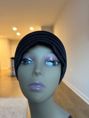 Black Turban Headwrap - Sleek Stretch Fabric